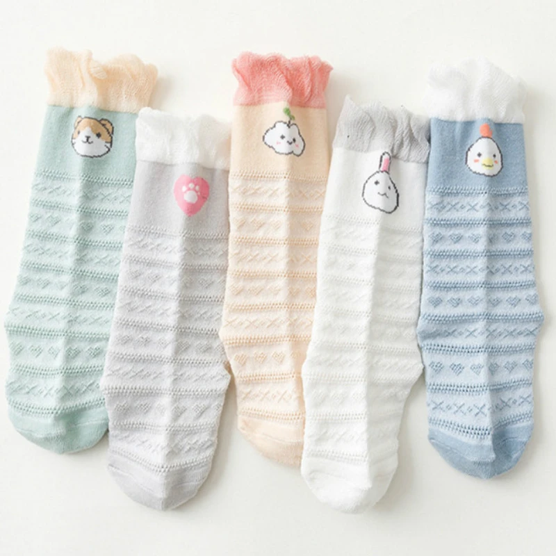 Детские чулки Модные Простые Летние сетчатые тонкие носки выше колена с рисунком