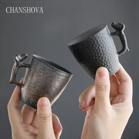 chanshova 120ml traditional chinese retro style color glaze ceramic mug crude pottery small coffee mugs personality tea cup h061