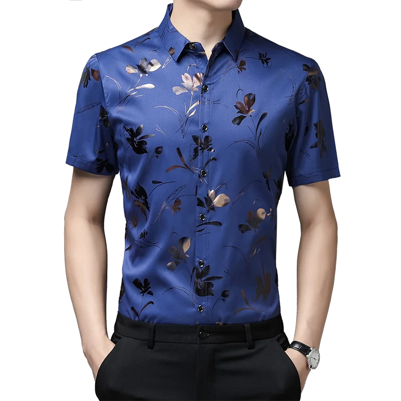 Рубашка мужская с цветочным принтом модная уличная одежда классические рубашки