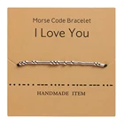 Бусины Morse Code, регулируемый браслет на шнурке с надписью I Love You, картонные креативные очаровательные украшения для влюбленных, 1 шт., плетение