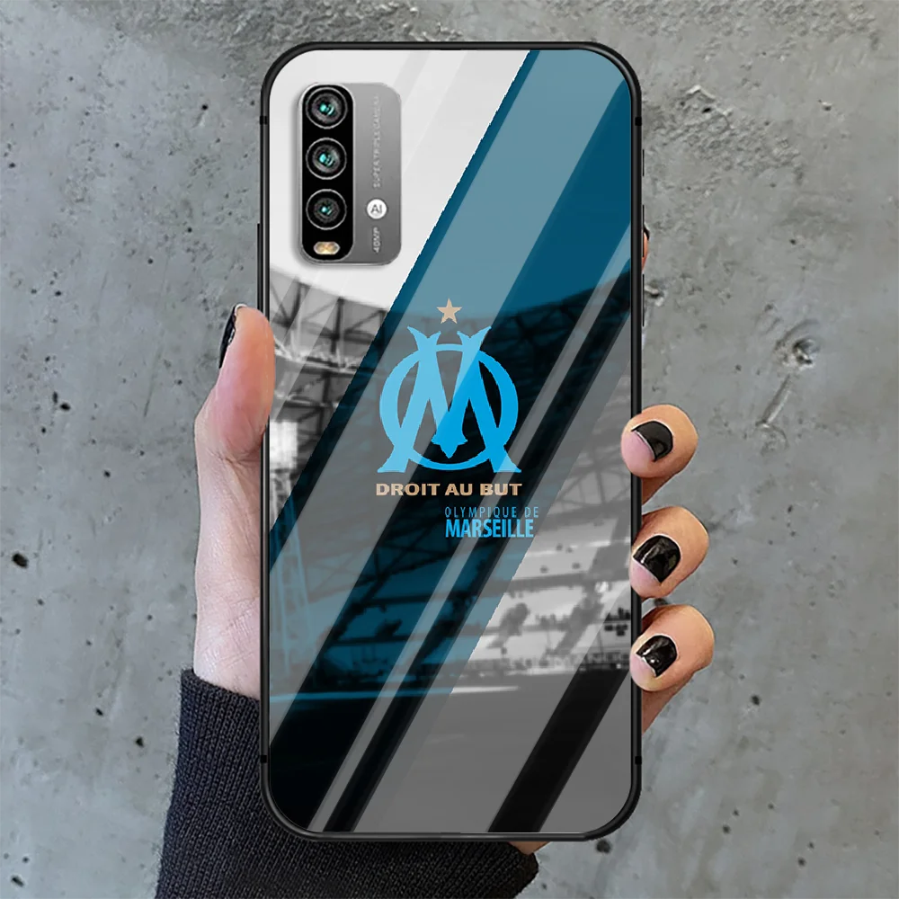 

Football Club Marseille Phone Tempered Glass Case Cover For Xiaomi Redmi note k 7 8 9 10 30 40 A C T S Pro Hoesjes Coque Cell