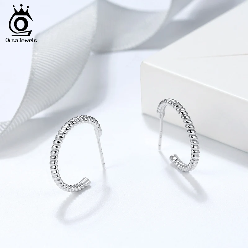 ORSA JEWELS Настоящее 925 пробы серебряные серьги гвоздики идеальные полированные