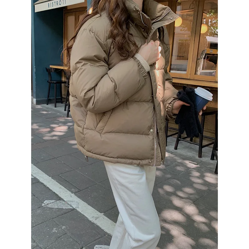 JESSIC 2021 Women's Winter Jacket Streetwear Polyester Zipper Straight Solid Padded Coat Warm Femme Parka Women Clothing