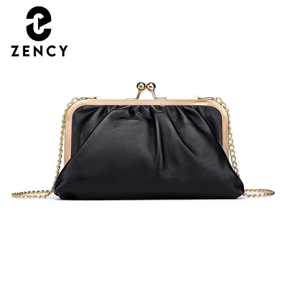 Zency 2022 New Elegant Large Capacity Design Female Chain Bag Soft Genuine Leather Handbag High Quality Evening Crossbody Bags