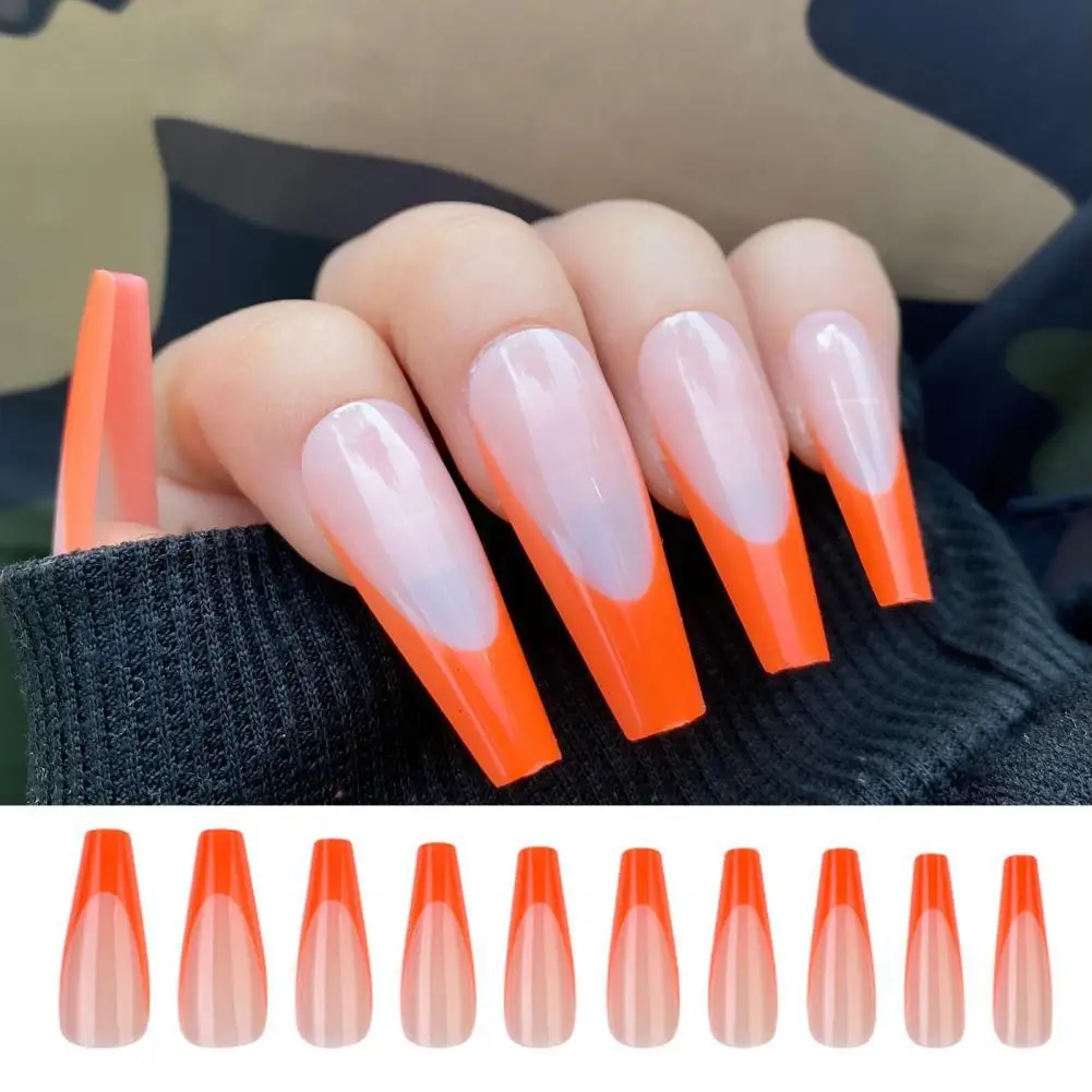 1Set Nail Patch Easy to Use Compact ABS French Coffin Fake Nail for Dating