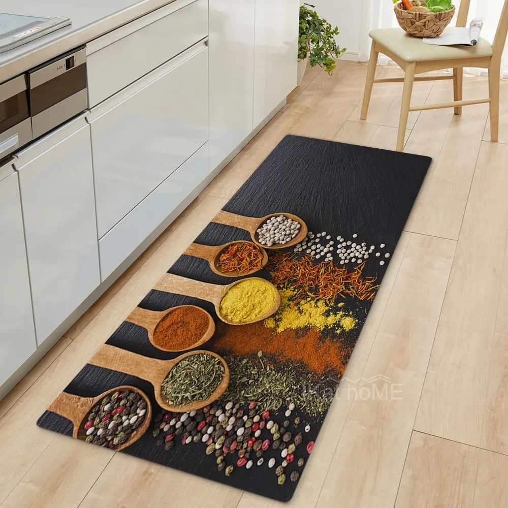 

Delicious Seasoning Kitchen Mats for Floor Washable Entrance Doormat Bedroom Living Room Carpet Bathroom Anti-Slip Long Rugs