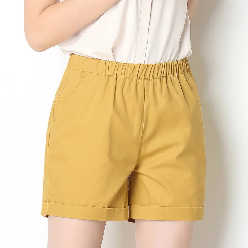 

Шорты женские летние с завышенной талией, свободные халаты, однотонные короткие брюки для отдыха, размеры 3XL, 4XL