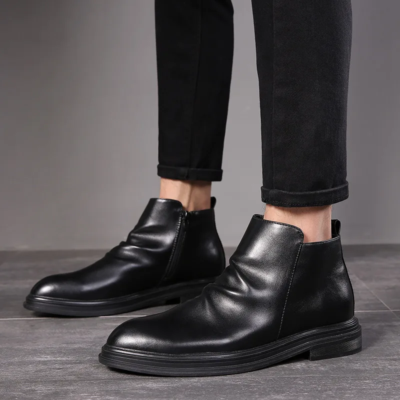 2019 г. Осенне зимние ботинки мужские челси кожаные ботильоны модные брендовые
