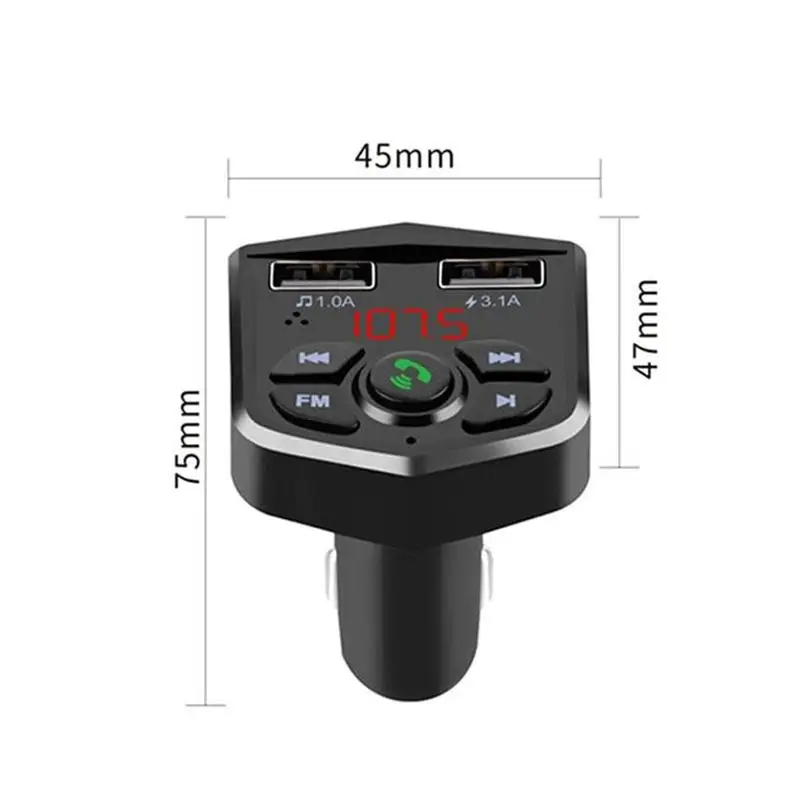 

Car Bluetooth 5.0 FM Transmitter Wireless Handsfree Audio Receiver Auto MP3 Player 3.1A Dual USB Fast Charger Car