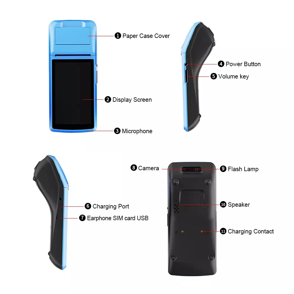 Портативный Android PDA NFC портативный POS терминал считыватель штрих-кодов Bluetooth Wi-Fi 3G