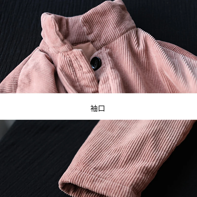 2021 autumn winter new literary fan corduroy cotton-padded coat cotton-padded jacket women mid-length warm plus velvet coat s569