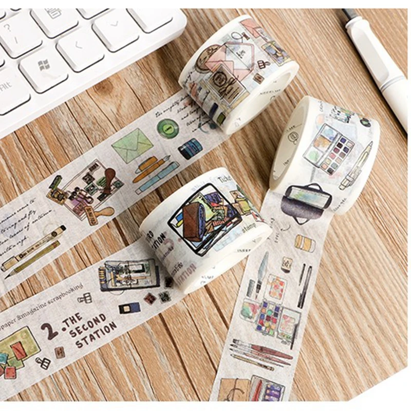 

Numbers Tools Letters Roll Stationery Washi Tape Scrapbooking Paper Stickers DIY Craft Adhesive Decoration Supplies Label