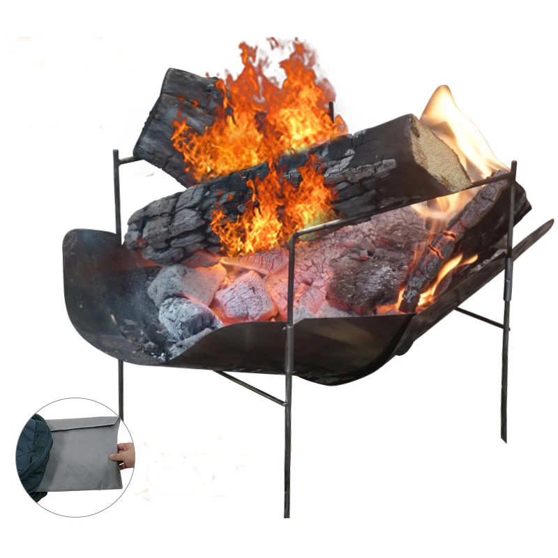 저렴한 캠핑 스토브 휴대용 접이식 스테인레스 스틸 숯불 바베큐 그릴 캠프 화덕, 야외 캠핑 목재 굽기 스토브