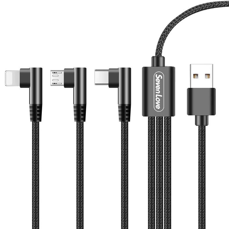 AKCE Upgrade 3 в 1 кабель для передачи данных нейлоновый тканый быстрой зарядки 2.4A