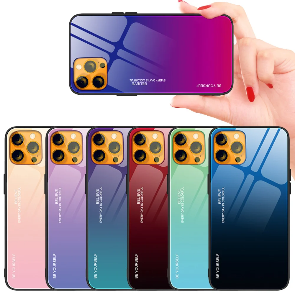 Suitable for iPhone 13 gradient protective cover xsmax Apple XR tempered glass 12 fashion 8plus mobile phone case enlarge