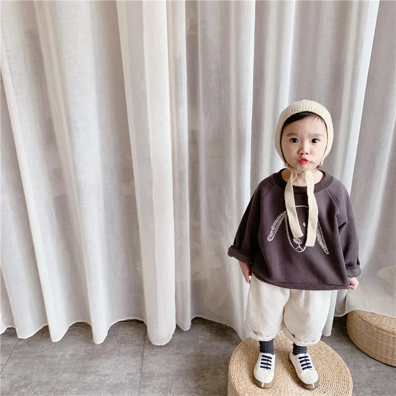 

2021 children's clothing for autumn and winter new girl's autumn Korean children's winter fleece thickened round neck sweater T
