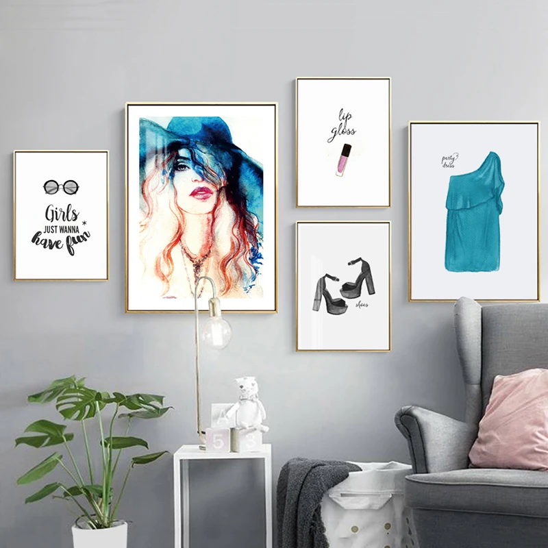 

Акварель современная мода девушка аниме ретро постер скандинавский Римский настенный художественный Рисунок на холсте Живопись ботаничес...