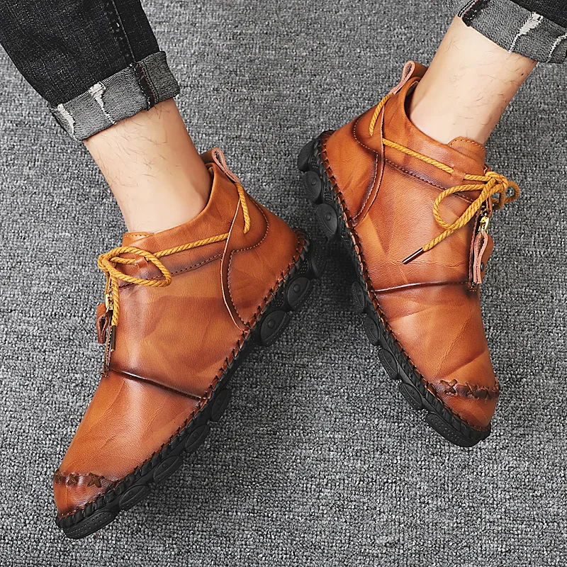 Новинка сезон осень кожаная мужская обувь ручной работы уличная спортивная