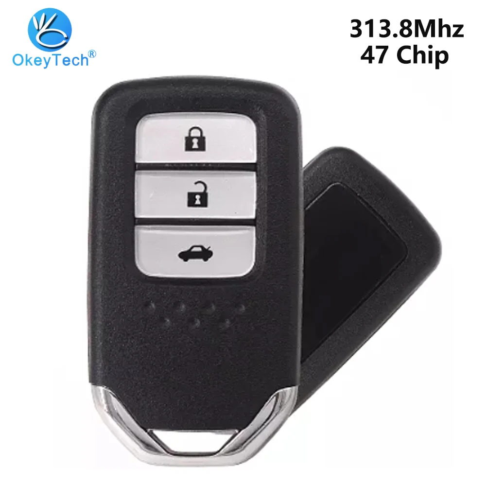 OkeyTech for Honda Remote Key 3 Button Insert Blade 433Mhz ID47 Chip HON66 Fit Keyless Entry Smart |