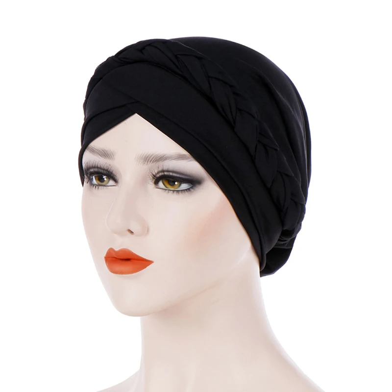 

Cap African Style Headwear Cap African Style Muslim Turban Hair Accessories Fashion Women Solid Braided Bandanas Headwear New