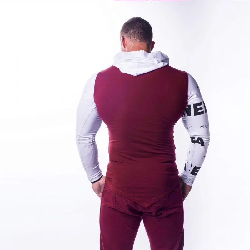 Мужская толстовка для фитнеса бодибилдинга тренировки облегающий пуловер