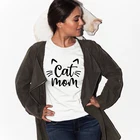 Футболка женская с рисунком кошки и мамы, в стиле Харадзюку