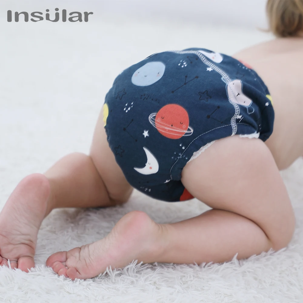 Insular-pantalones de entrenamiento de verano para beb&eacute;, pa&ntilde;al impermeable para beb&eacute;, ropa interior de aprendizaje para ni&ntilde;o, bolsillo para orina, 2 unids/caja-4