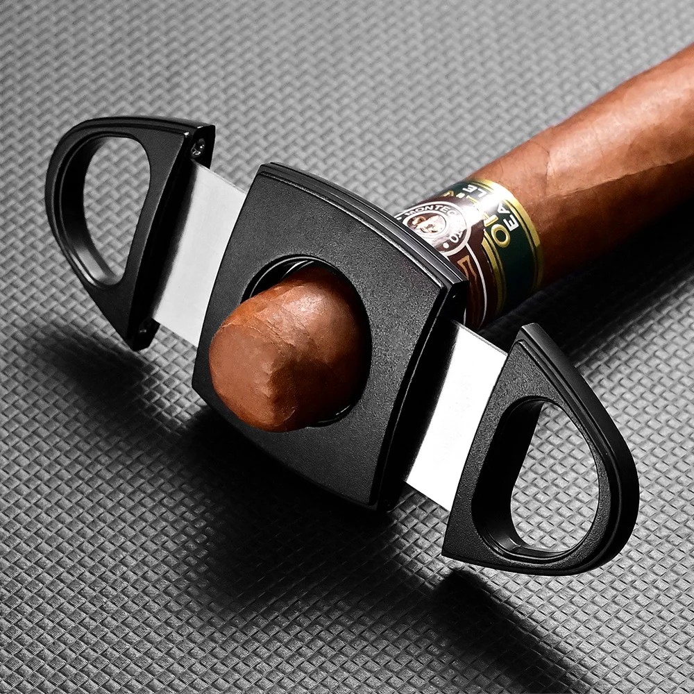 

Cigar Cutter Luxury Frosted Textured Stainless Steel Metal Cutter Guillotine Cigar Scissors With Gift Box Classic Sharp Cutter