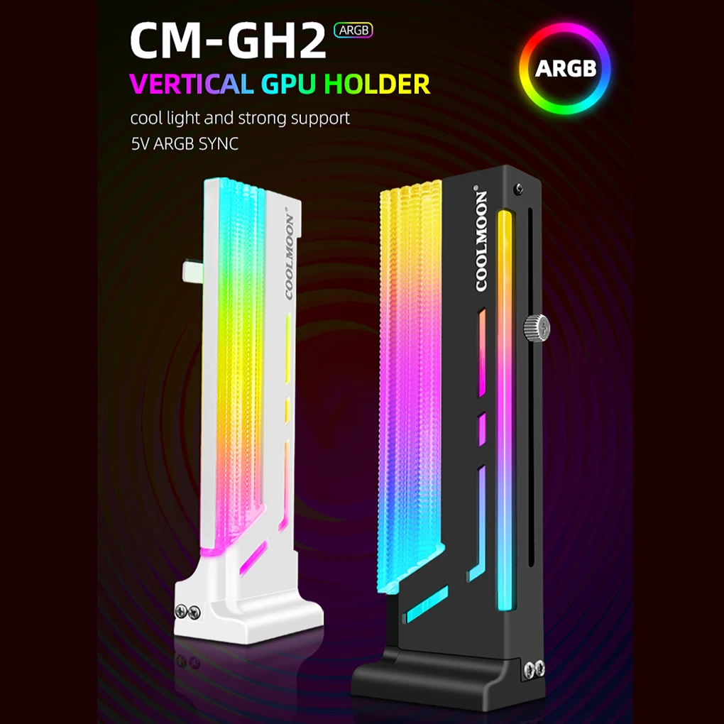 

COOLMOON CM-GH2 Vertical GPU Cooling Support Colorful 5V A-RGB Bracket Computer Graphics Video Card Stand GPU Holder