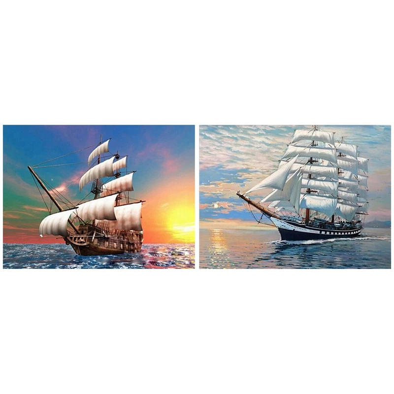 

Алмазная живопись 5D «сделай сам», вышивка крестиком с изображением лодки, 5D «сделай сам», вышивка крестиком с лодкой, швейный магазин