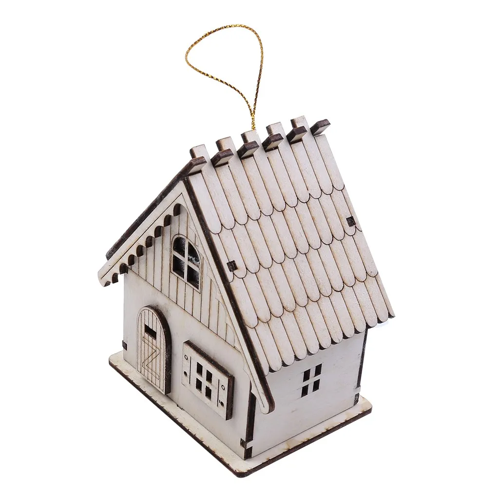 DIY небольшой деревянный светодиодный домик Миниатюрный освещенный салон для