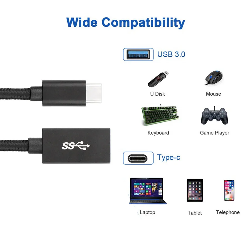 USB 3 0 женщина к C Тип OTG передачи данных зарядки и синхронизации 1 кабель конвертер
