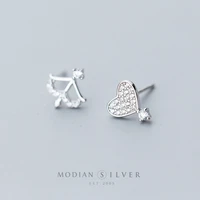 modian romantic cupid and hearts clear cz stud earrings for women 925 sterling silver fashion jewelry brincos dropshipping