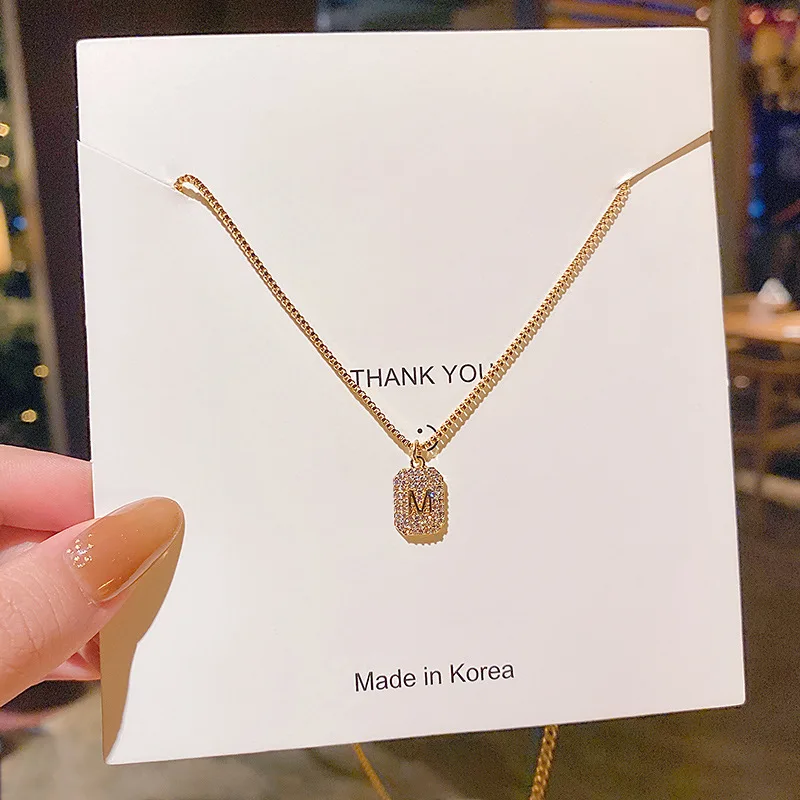 

Exquisite Letter M Pendant Necklace For Women Fashion Stainless Steel Gold Color Choker Necklace Clavicle Chain Jewelry Gift