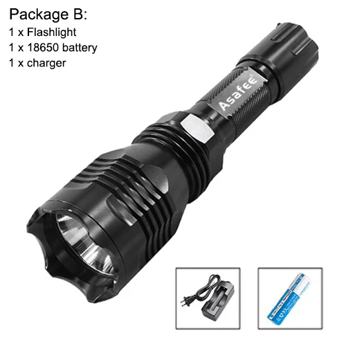 Package B Asafee ночной охотничий фонарь белый красный зеленый 1 Режим CREE XM-L2(U4) светодиодный фонарик с пультом дистанционного управления 18650 батарея B58 - Испускаемый цвет: Package B