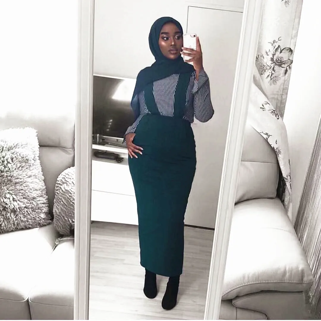 Мусульманский комбинезон, юбка-карандаш, Женская длинная юбка макси на двух лямках, облегающая юбка с завышенной талией в мусульманском сти... от AliExpress WW