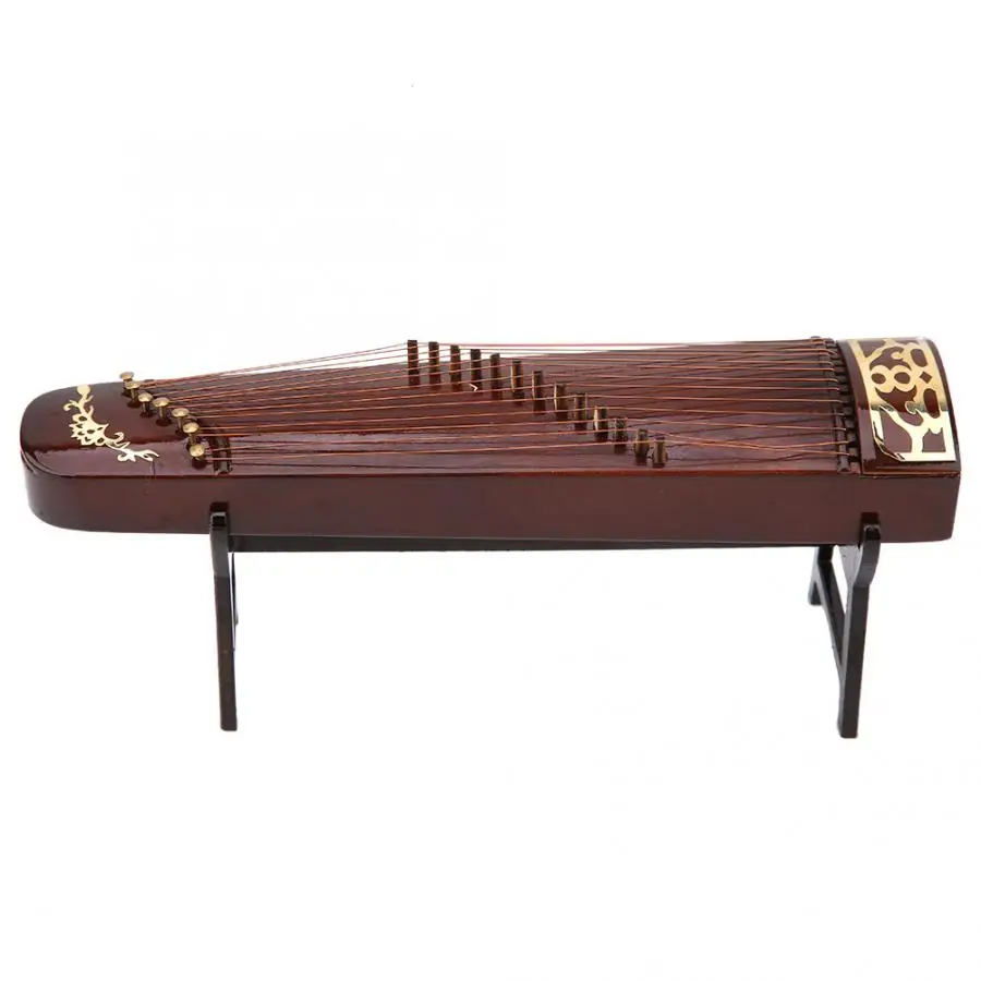 Деревянные маленькие китайские zither Музыкальные инструменты модели дисплей миниатюрные украшения ремесло Домашний декор