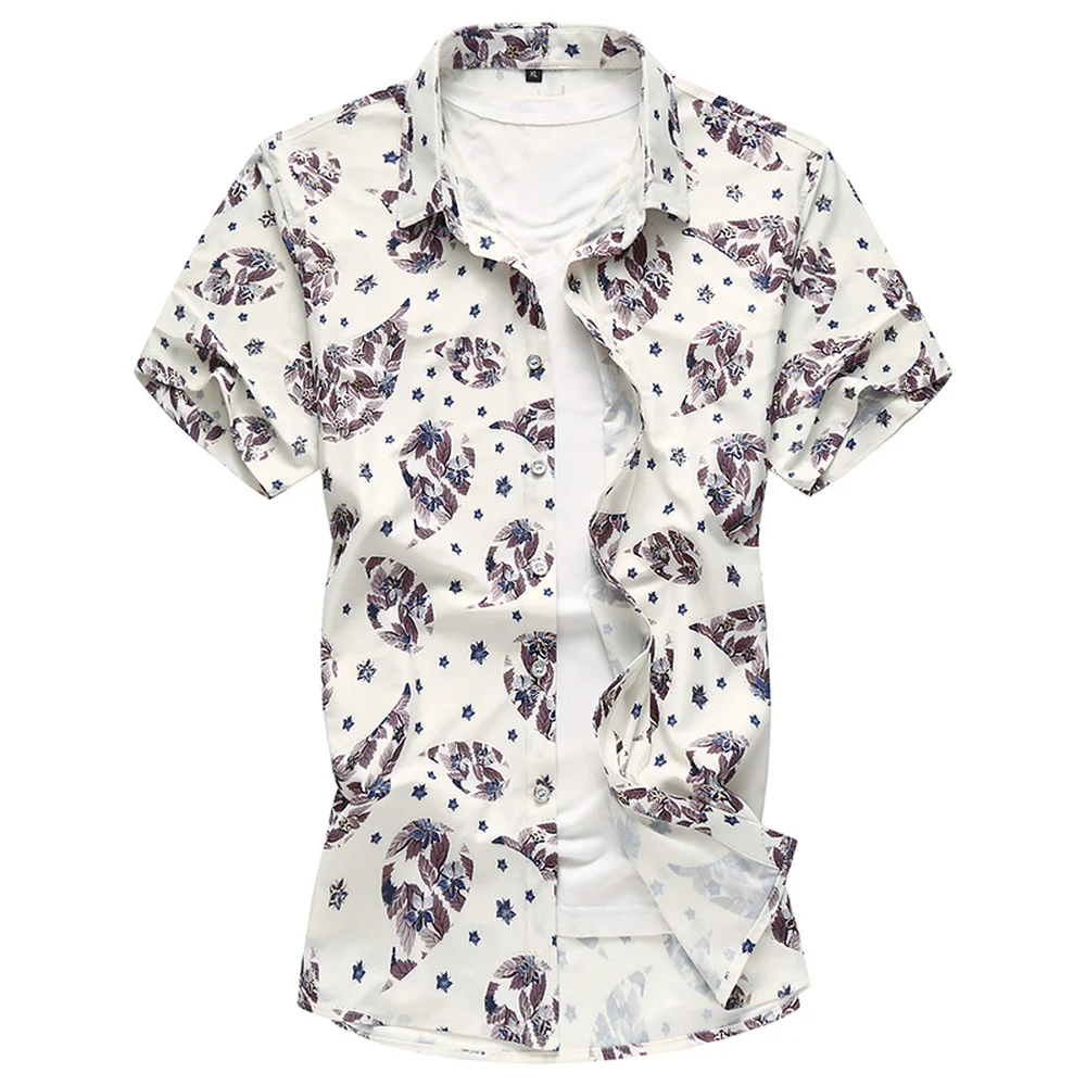 

2019 Summer New Large Size Male Shirt 5XL 6XL 7XL Male Casual high quality Print Short Sleeve Tops Hawaii Shirt Men's Clothing