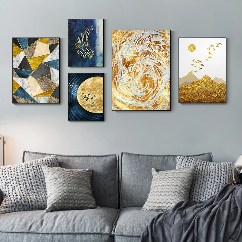 Абстрактный пейзаж с узором холст картина для печати в скандинавском