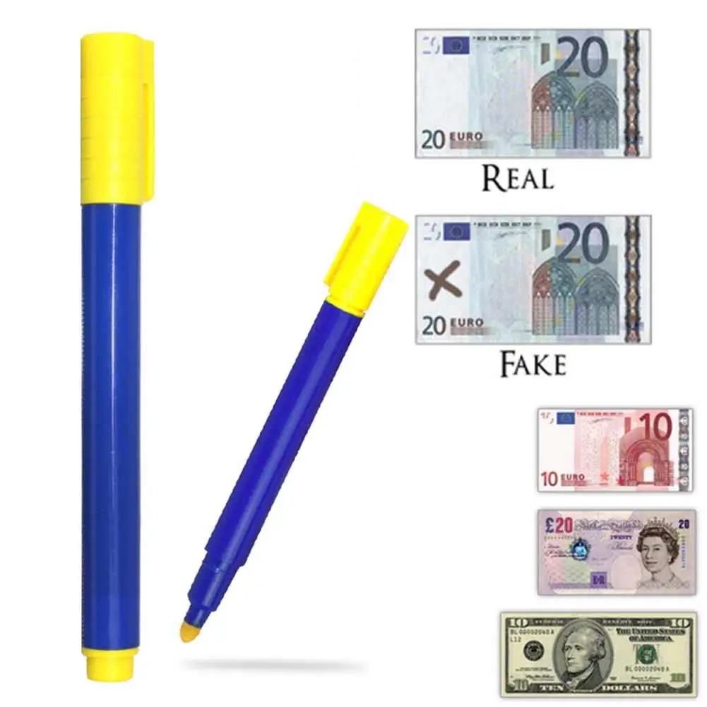 

Portable Money Checker Banknote Tester Pen Different Color for Genuine or Suspect Currency Identifies Notes Quickly and Easily