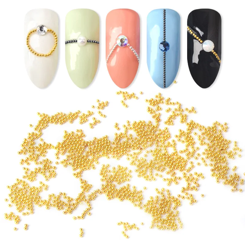 14 типов стальных бусин для дизайна ногтей из розового золота серебра икры стразы