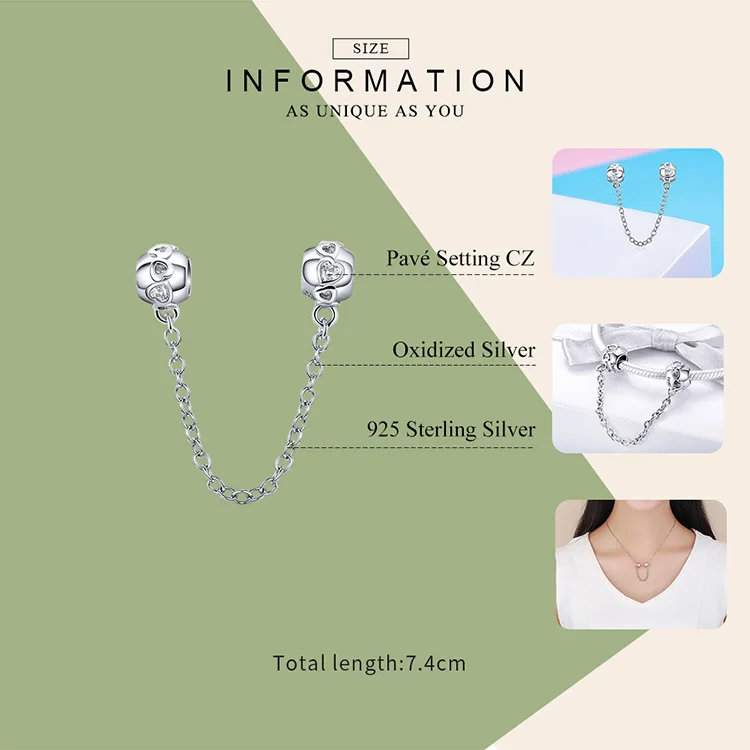 Шарм-цепочка из серебра 925 пробы с бусинами | Украшения и аксессуары