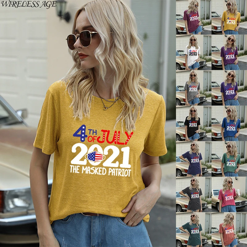 

WIRELESS AGE T Shirt Women Short Sleeve Round Neck Letters Banner Printed Loose Casual Women's 2021 Tops Summer Fashion Wild