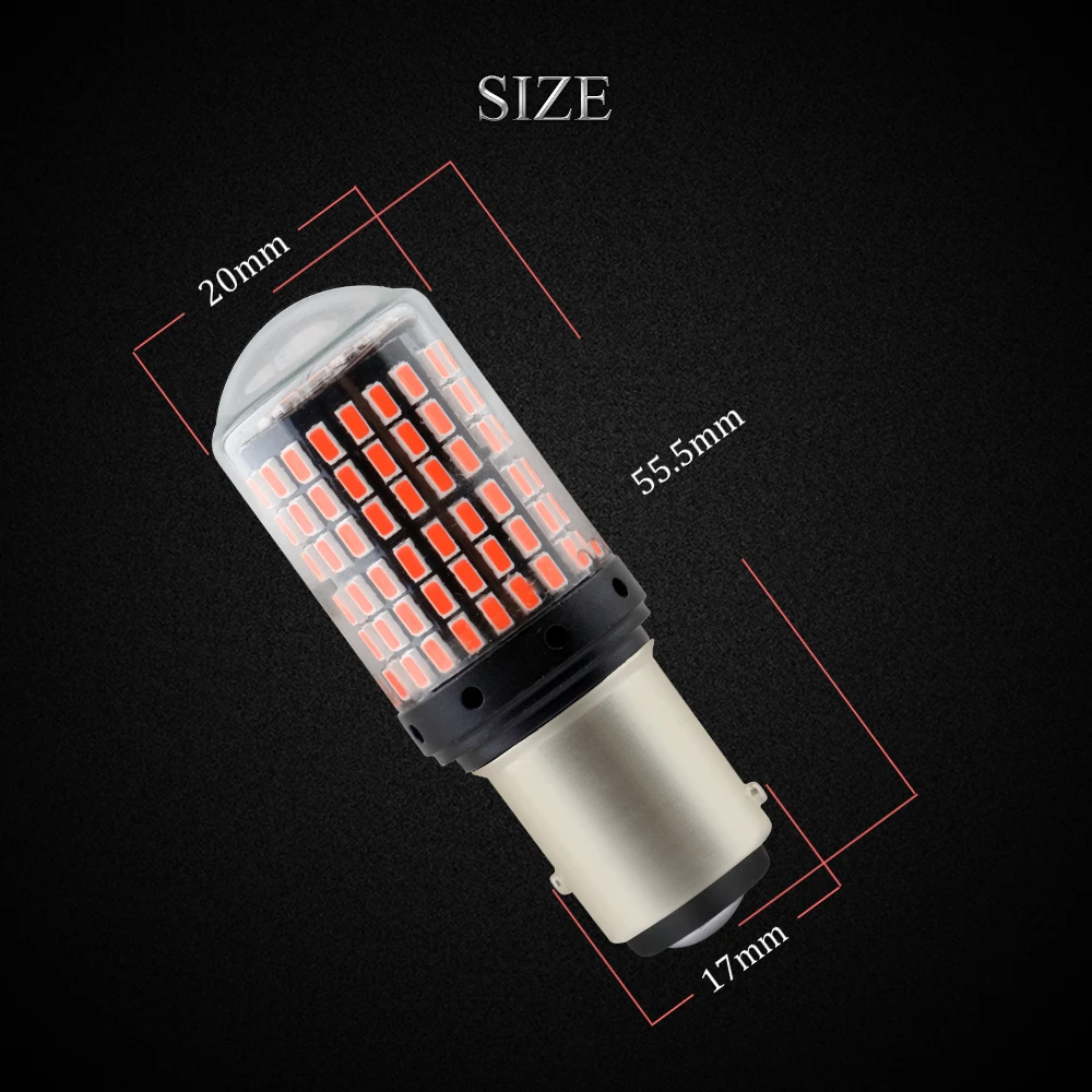 YM E-Bright 2 шт. 1157 BAY15D P21/5 Вт бесполярности светодиодный Canbus 3014 144 SMD Нет Ошибка Hyperflash автомобильного стоп-сигналы 12V Янтарная белого и красного цветов
