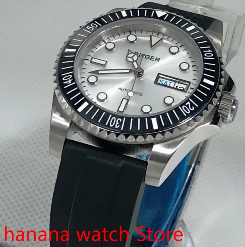 

Часы мужские механические, роскошные спортивные и удобные водонепроницаемые механические часы с черной оправой, с поворотом на 90 кликов