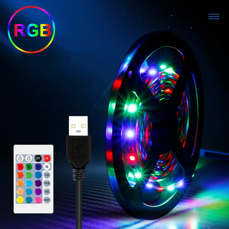 

5V USB LED Strip RGB light TV Backlight LED Strips Lights RGB 1M 2M 3M 4M 5M Color with IR Remote Changing Lights for Home Decor