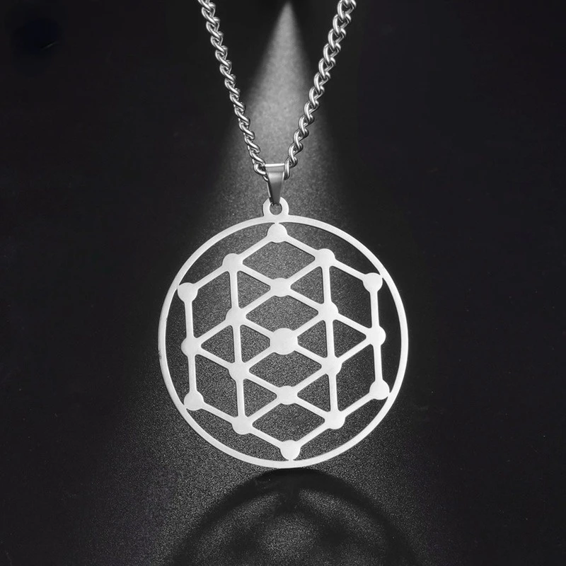 

Fashion Stainless Steel Ladies Necklace Universe Mesh Graphic Pendant Clavicle Chain Men and Women Couples Circle Accessories