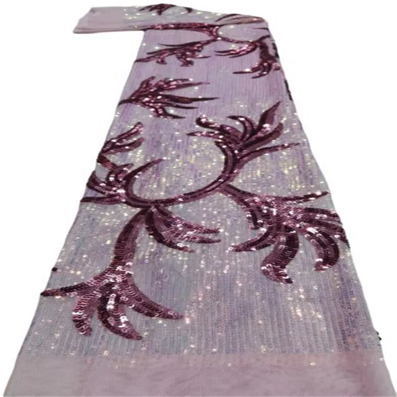 

Комплект фиолетового цвета в африканском стиле французская сетчатая Тюлевая кружевная ткань с вышивкой из пайеток кружевная ткань с блест...