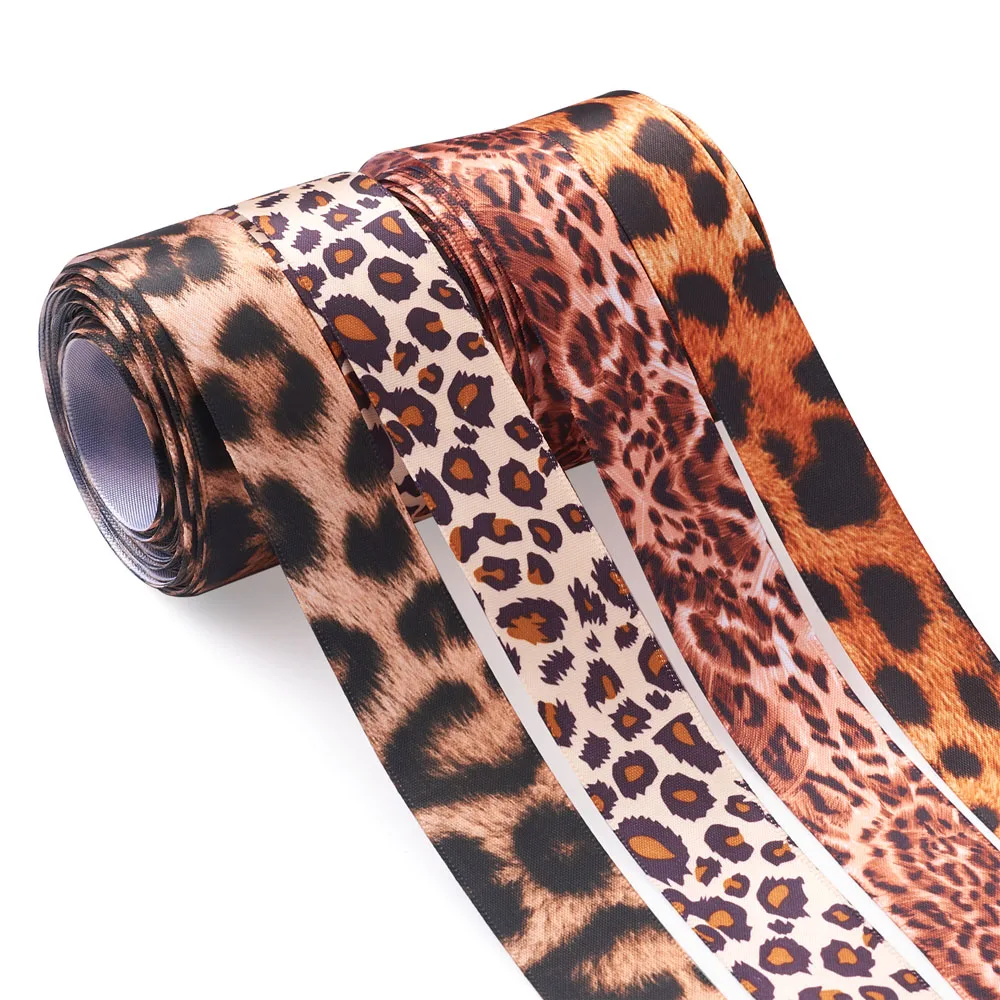 

25 мм 40 мм с леопардовым принтом полиэфирные ленты грогрен для Сделай Сам DIY бигуди для волос с бантом и повязка на голову Одежда Ремесло укра...