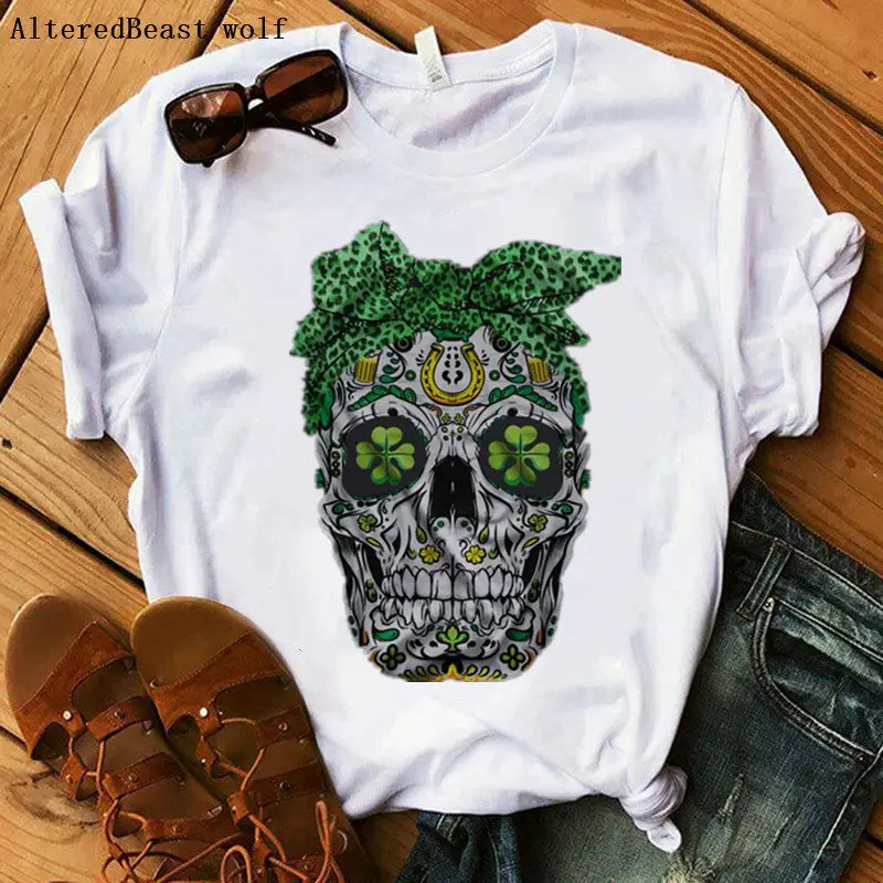 

2020 Women Creative Fashion Skull With Bandana T-shirt Women Casual Short Sleeve Print Mom Mama Tshirt Female Harajuku Tee Tops